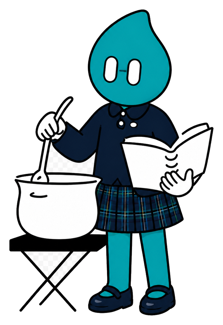 The Study Concept student learning while following a recipe