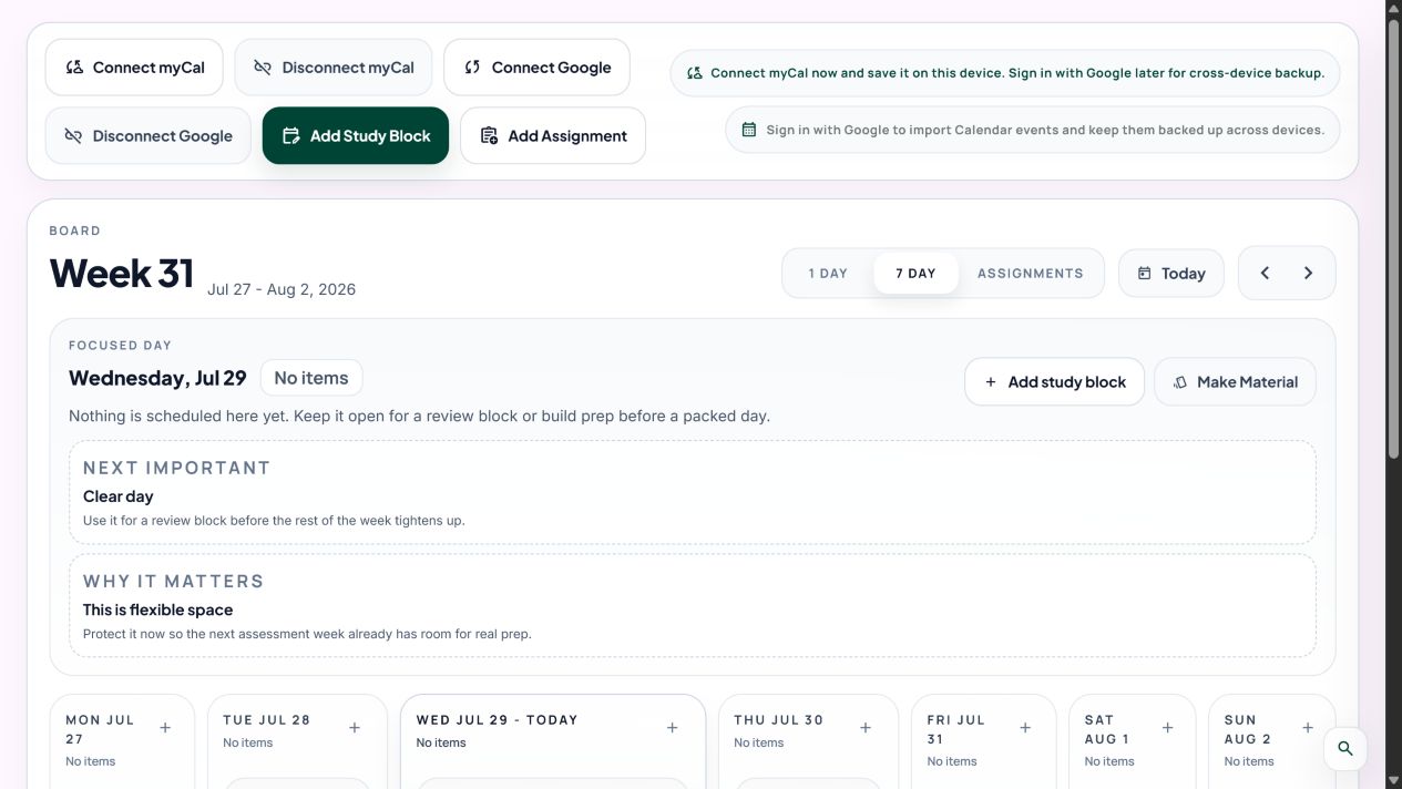 Connected academic schedule